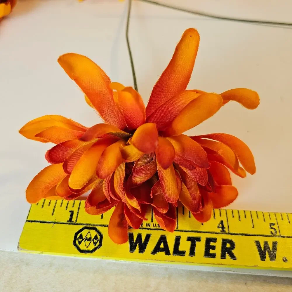 Artificial Fall Silk Flower Stems 41pc Orange Yellow Rust Mum Daisy Floral Decor